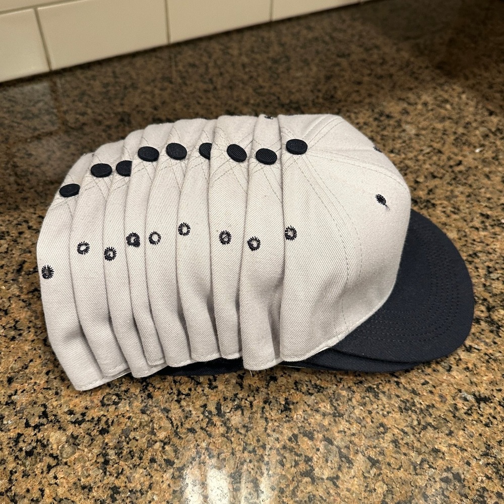 Vtg Tournament Headwear Pro Model Fitted Hat 7 3/8 Gray Made in USA Lot of 9